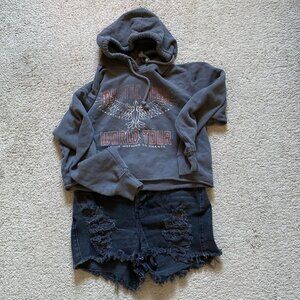 Lot 2 hollister cropped hoodie denim shorts
